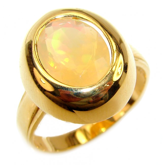 COSMIC Energy Genuine Ethiopian Opal 18K Gold over .925 Sterling Silver handmade Ring size 8 3/4
