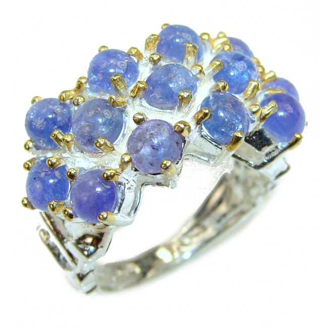 Bouquet of Flowers Authentic Tanzanite .925 Sterling Silver handmade Ring s. 7 3/4
