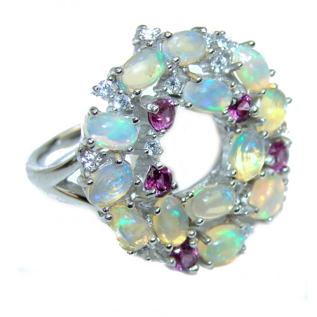 Precious 8.5 carat Ethiopian Opal .925 Sterling Silver handcrafted ring size 8 1/4