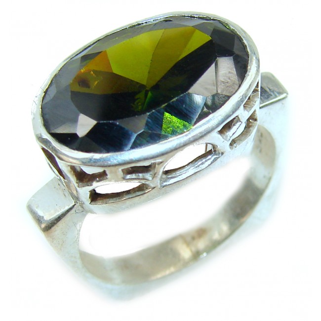 Best quality Green Quartz .925 Sterling Silver handcrafted Ring Size 9