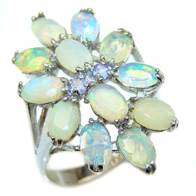 Precious Ethiopian Opal .925 Sterling Silver handcrafted ring size 8 3/4