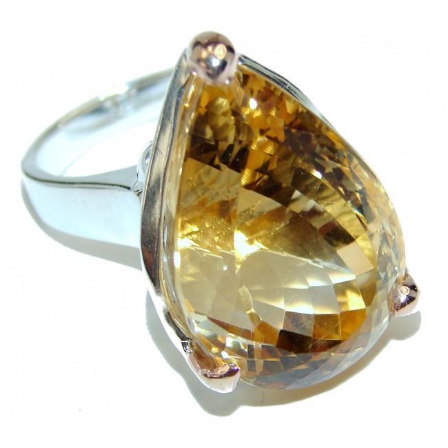 Luxurious Style Natural Citrine .925 Sterling Silver handmade HUGE Cocktail Ring s. 8