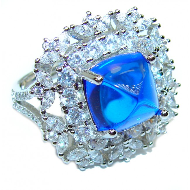 Electric Blue Topaz .925 Sterling Silver handmade Ring size 6 1/2