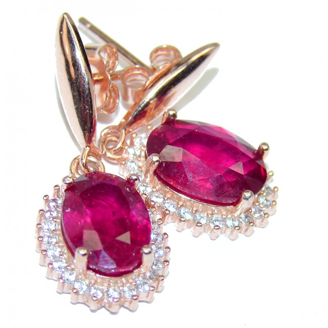 Exotic Beauty Ruby 18K Gold over .925 Sterling Silver handcrafted Earrings
