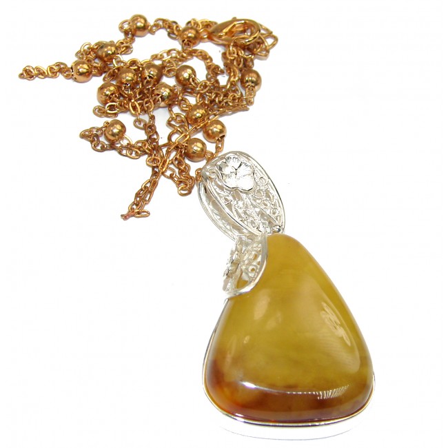 Dazzling quality Natural Polish Amber .925 Sterling Silver handcrafted necklace