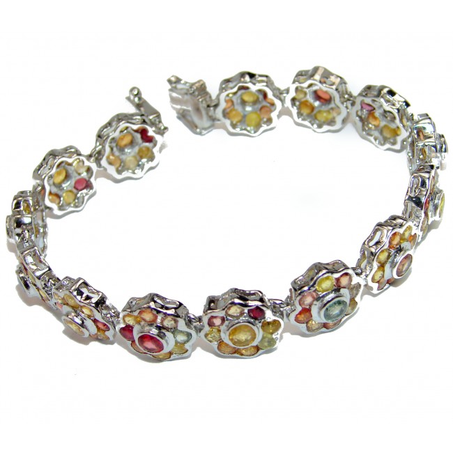 Magnificent Authentic multicolor Sapphire .925 Sterling Silver handcrafted Bracelet