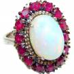 Genuine 25.95 carat Ethiopian Opal Ruby .925 Sterling Silver handmade Ring size 8