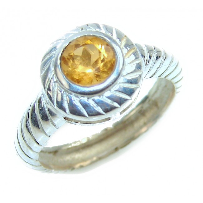 Vintage Style Citrine .925 Sterling Silver handmade Ring s. 7 3/4
