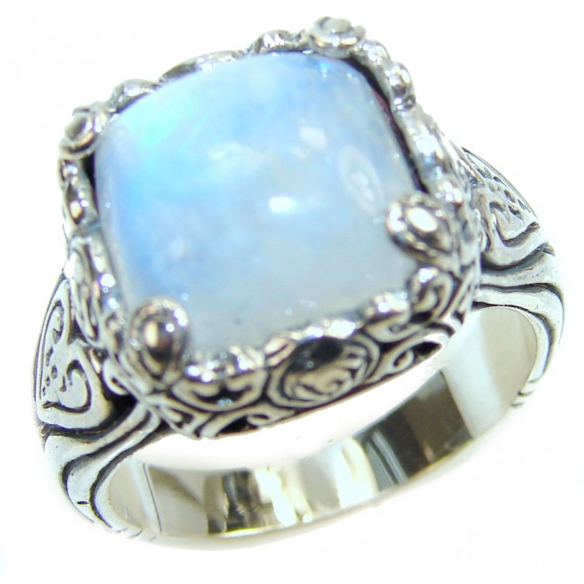 Best quality Genuine Fire Moonstone .925 Sterling Silver handcrafted ring size 6 1/4