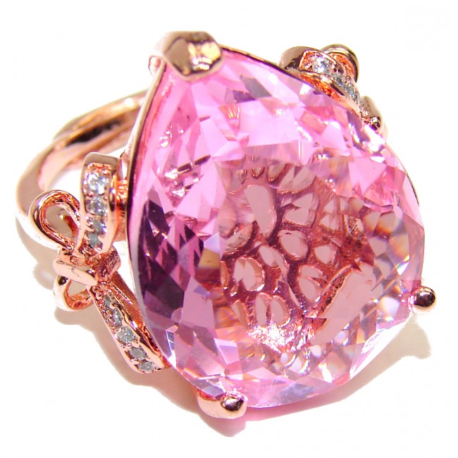 Fancy Pink Amethyst rose gold over .925 Sterling Silver handmade Ring s. 6