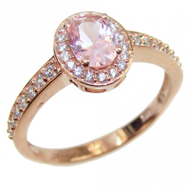 Exceptional Morganite 14K Rose Gold over .925 Sterling Silver handcrafted ring s. 8