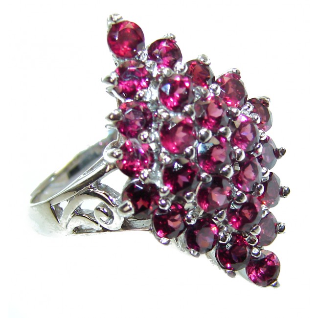 Victorian Style Ruby .925 Sterling Silver handcrafted ring; s. 8 1/4