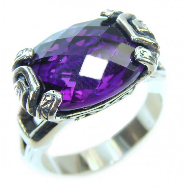 Purple Beauty 14.5 carat authentic Amethyst .925 Sterling Silver Ring size 7