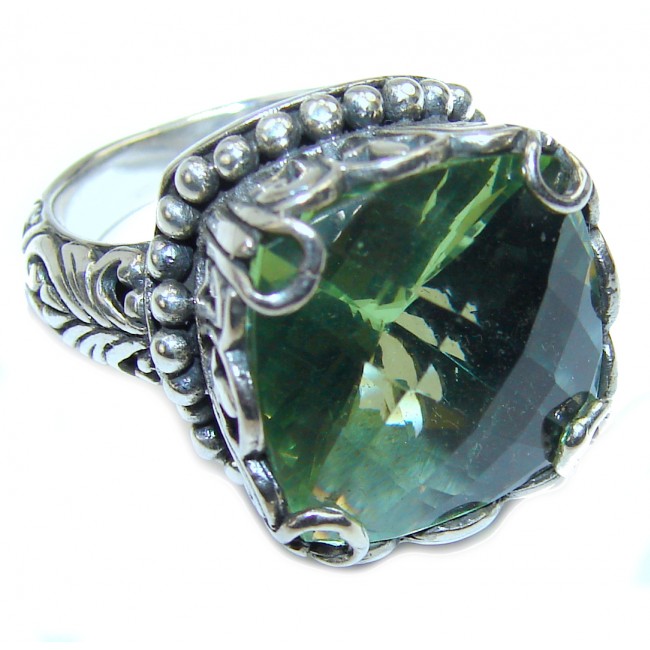 Best quality Green Amethyst .925 Sterling Silver handcrafted Ring Size 6