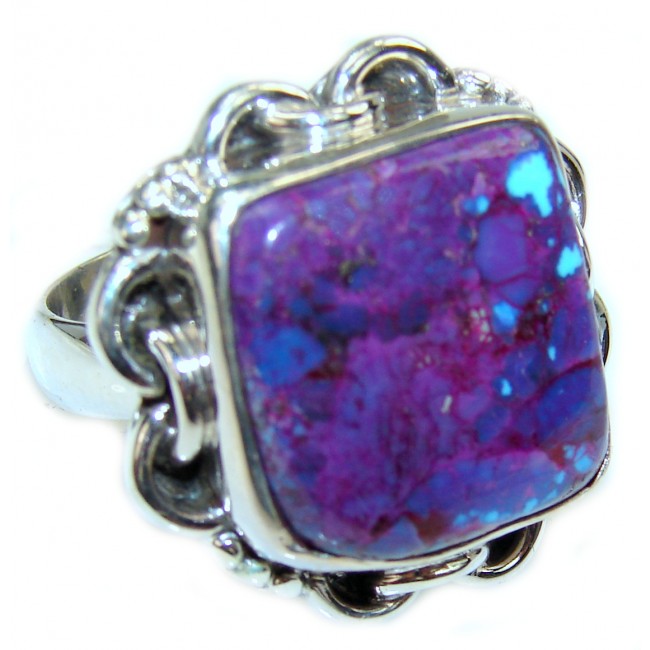 Purple Turquoise .925 Sterling Silver handcrafted ring; s. 7 1/4