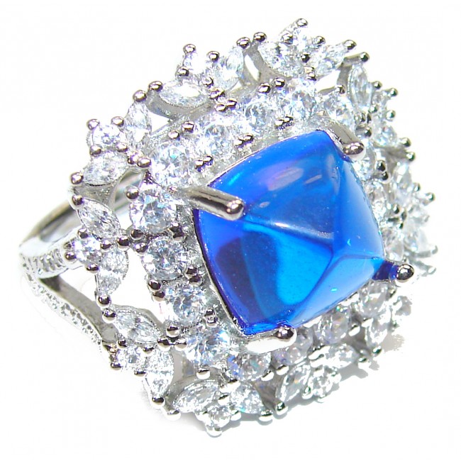Electric Blue Topaz .925 Sterling Silver handmade Ring size 6 1/4