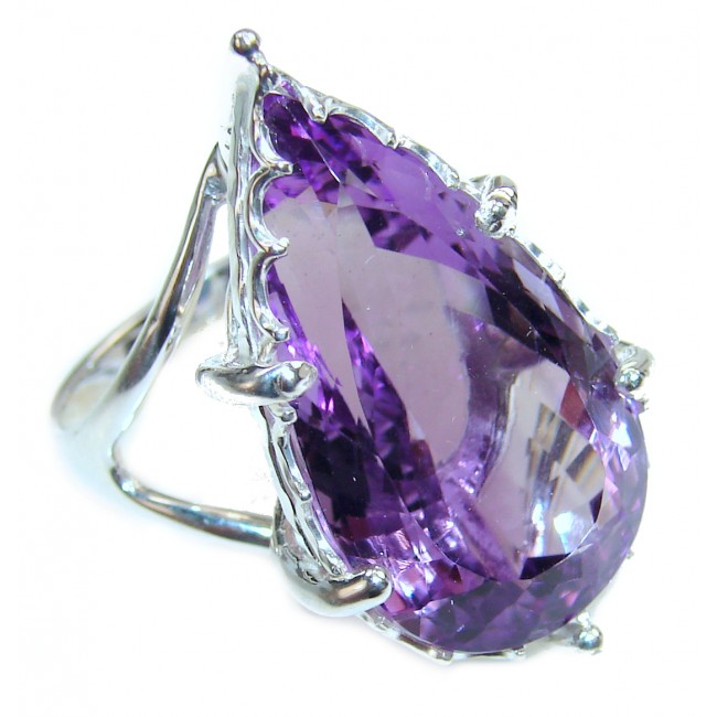 Purple Beauty 28.5 carat authentic Amethyst .925 Sterling Silver Ring size 8 1/4