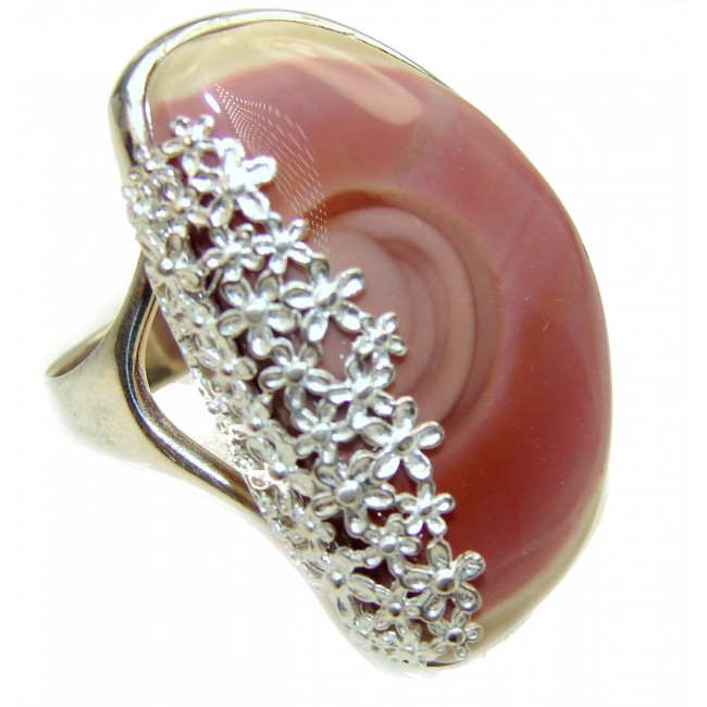 BOHO STYLE Genuine Imperial Jasper .925 Sterling Silver handcrafted ring s. 7 1/2