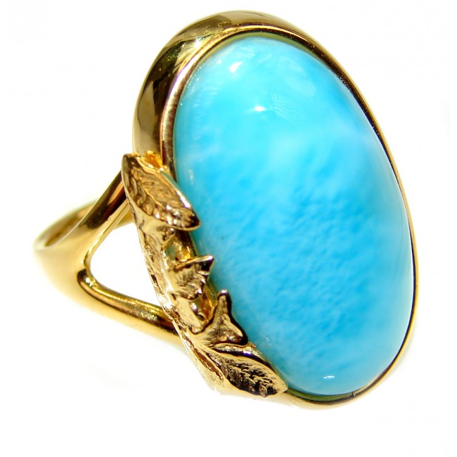 18.6 carat Larimar 18K Gold over .925 Sterling Silver handcrafted Ring s. 7 1/4