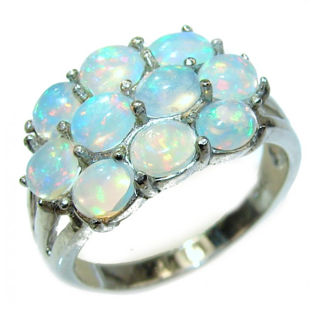 Precious 10.5 carat Ethiopian Opal .925 Sterling Silver handcrafted ring size 9
