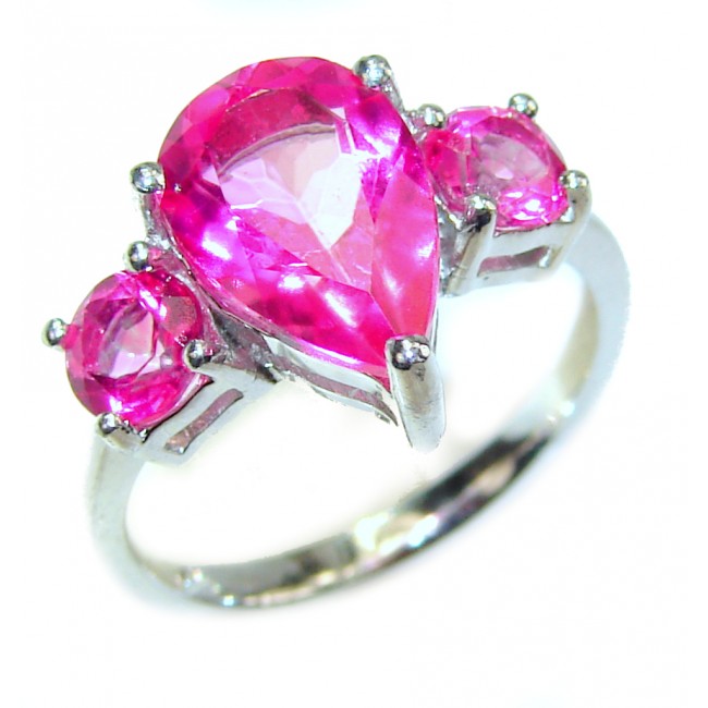 Sweet Pink Topaz .925 Silver handcrafted Ring s. 7