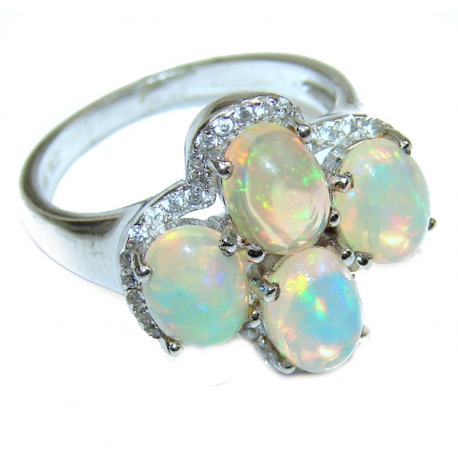 6.5 carat Ethiopian Opal .925 Sterling Silver handcrafted ring size 6