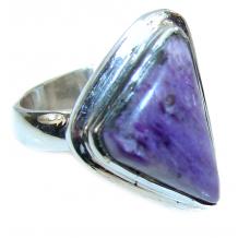 Natural Siberian Charoite  .925 Sterling Silver handcrafted ring size 8 1/2