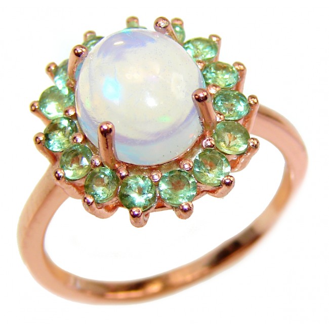 Precious 8.5 carat Ethiopian Opal 18K Gold over .925 Sterling Silver handcrafted ring size 9 1/4