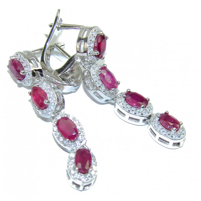 Spectacular natural Ruby .925 Sterling Silver handcrafted earrings