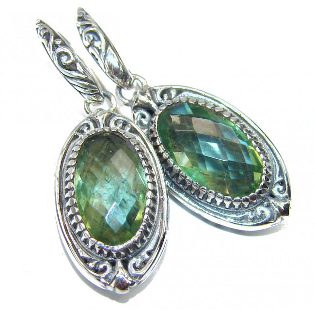 Exclusive Bali made Green Amethyst .925 Sterling Silver Earrings