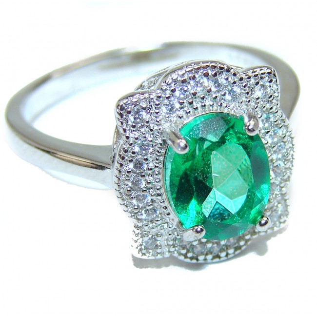 Spectacular Natural Chrome Diopside .925 Sterling Silver handmade Statement ring s. 8