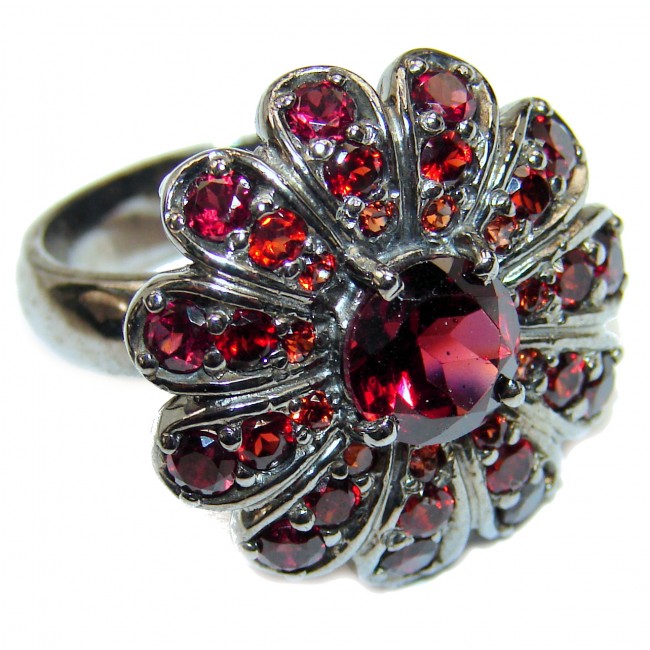 Real Beauty 10.5 carat Garnet black rhodium over .925 Sterling Silver Ring size 8 1/4