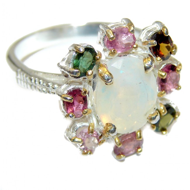 6.5 carat Ethiopian Opal .925 Sterling Silver handcrafted ring size 8