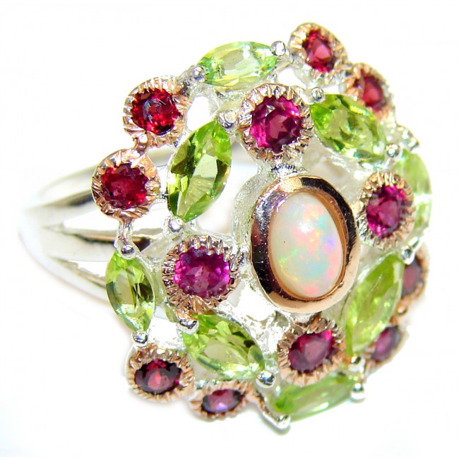 6.5 carat Ethiopian Opal .925 Sterling Silver handcrafted ring size 8