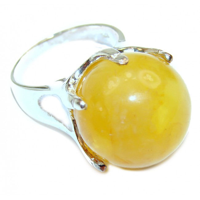 Natural Butterscotch Amber .925 Sterling Silver handcrafted ring size 8