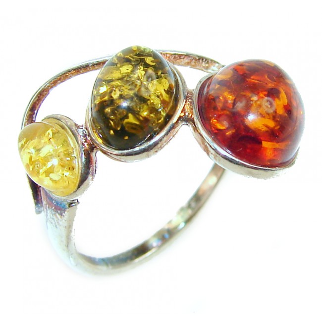 Beautiful Authentic Baltic Amber .925 Sterling Silver handcrafted ring; s. 6 1/4