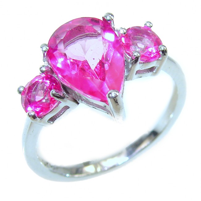 Fancy Pink Topaz .925 Sterling Silver handmade Ring s. 9