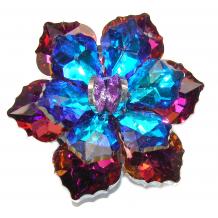 Magic Blue Flower Crystal  Brooch