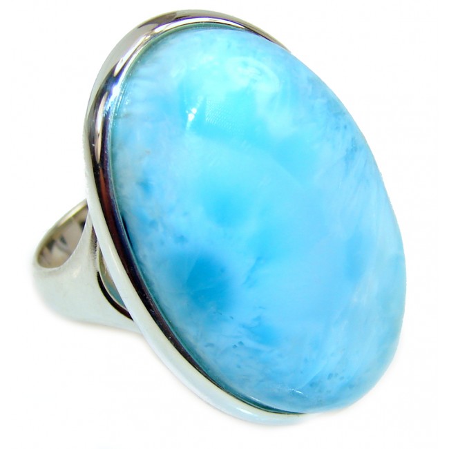 28.6 carat Larimar .925 Sterling Silver handcrafted Ring s. 8