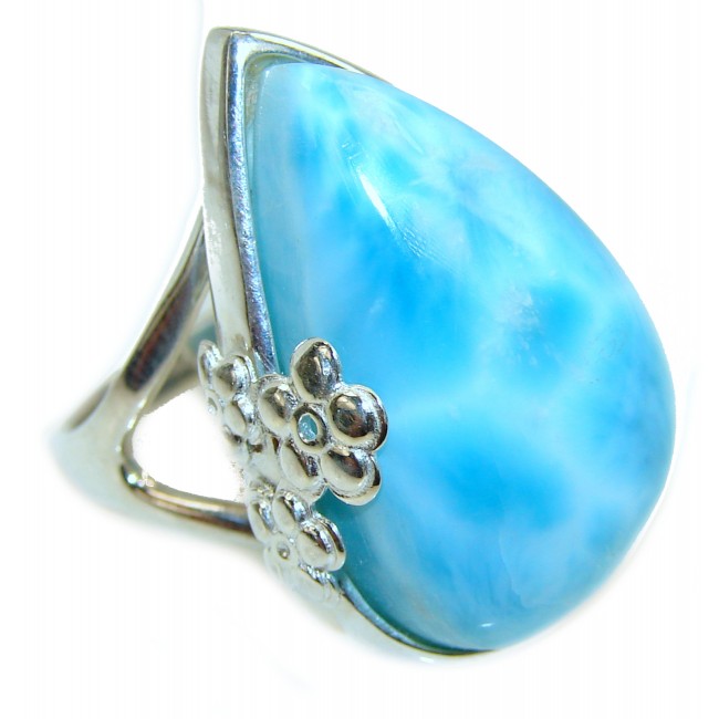 19.5 carat Larimar .925 Sterling Silver handcrafted Ring s. 8 1/2