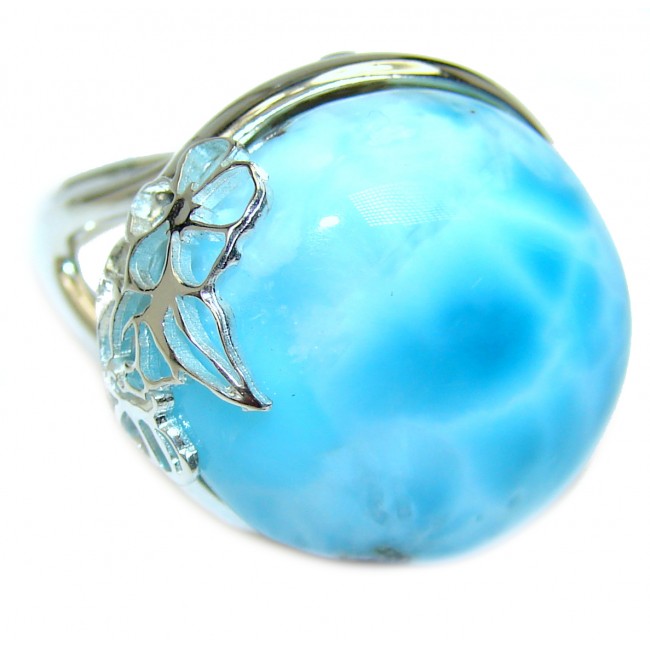 22.5 carat Larimar .925 Sterling Silver handcrafted Ring s. 8