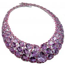 Great Authentic  Amethyst  .925 Sterling Silver handcrafted  Statement necklace