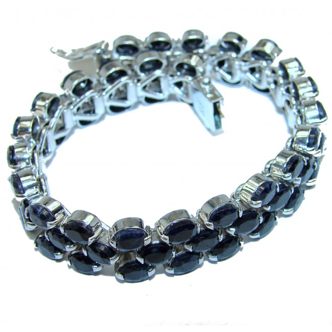 Incredible dark blue Sapphire .925 Sterling Silver handcrafted Bracelet