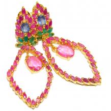 Exclusive   Kashmir  Ruby 14K Gold over .925 Sterling Silver handcrafted Earrings
