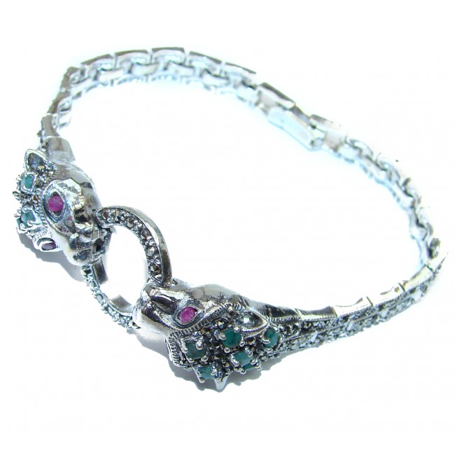 Precious Panther Sapphire .925 Sterling Silver handcrafted Bracelet