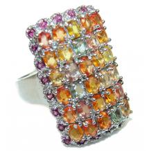 Vintage  Style MULTICOLOR Sapphire  .925 Sterling Silver handmade  Ring s. 9 1/4