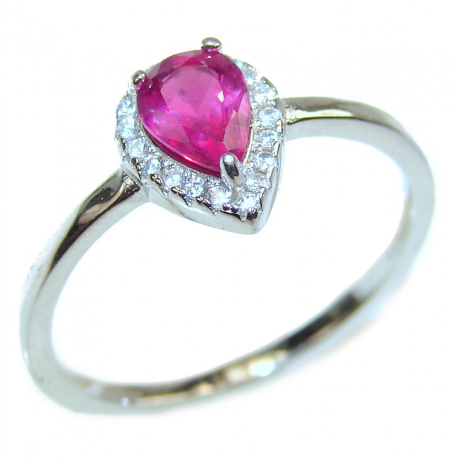 Genuine Ruby .925 Sterling Silver handcrafted Ring size 9