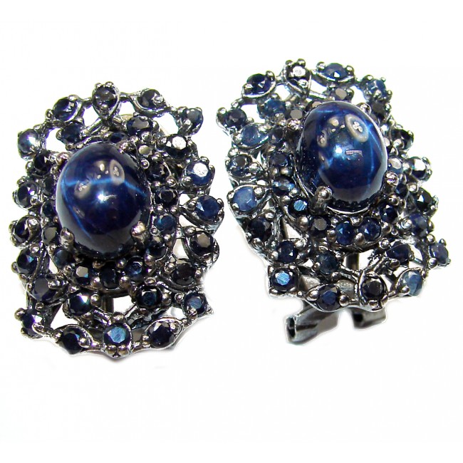 Sapphire Star Sapphire .925 Sterling Silver handcrafted Earrings
