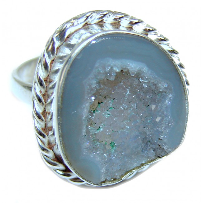 Amazing Crystal Druzy Sterling Silver Ring s. 7 1/2