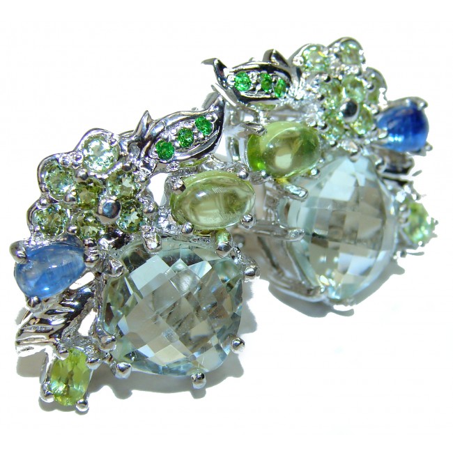 Exclusive Green Amethyst .925 Sterling Silver HANDCRAFTED Earrings